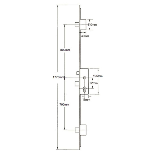 GU Secury A2 Latch 3 Deadbolts Auto Locking Multipoint Door Lock (top deadbolt to spindle = 800mm)