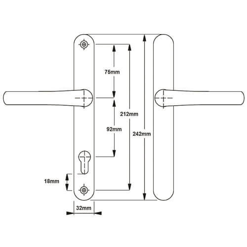 Fab & Fix Balmoral Blank Lever Lever UPVC Multipoint Door Handles -  92mm PZ Sprung 212mm Screw Centres