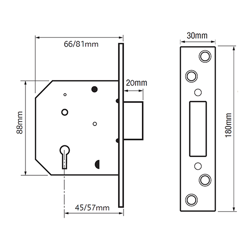 TSS British Standard 5 Lever Mortice Deadlock