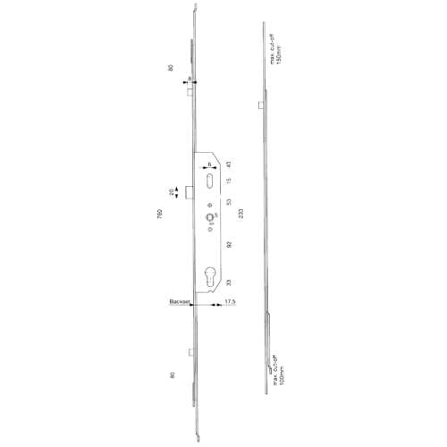 Mila Centre Section Lock Latch 2 Rollers Lift Lever Multipoint Door Lock