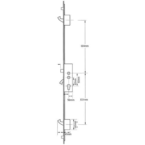 Securistyle Latch 3 Hooks 2 Rollers Double Spindle Multipoint Door Lock - Option 2