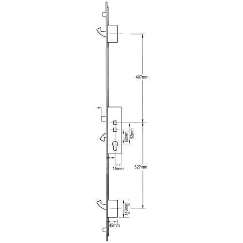 Securistyle Latch 3 Hooks 2 Rollers Double Spindle Multipoint Door Lock - Option 1