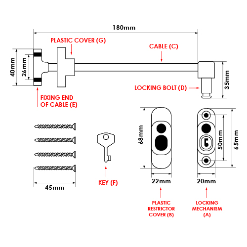 TSS British Standard Cable Window Restrictors