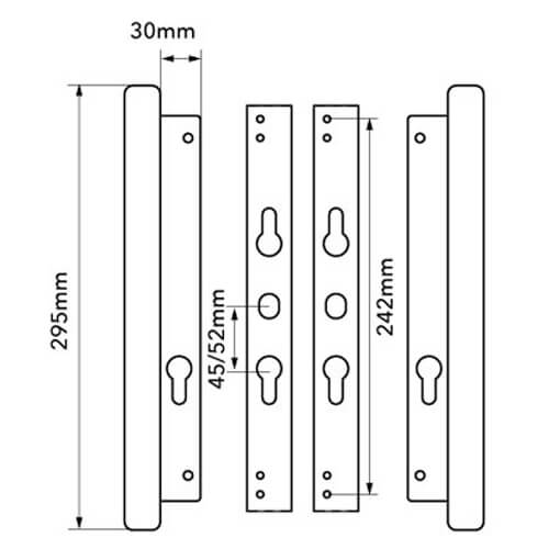 Versa Universal Fullex Handle Set for Patio Doors - 45/52 PZ