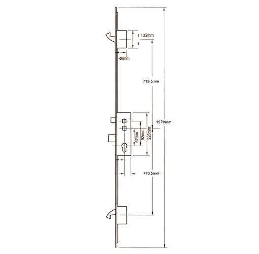 Fullex Crimebeater Latch Deadbolt 2 Hooks 20mm Radius Faceplate Split Spindle Multipoint Door Lock