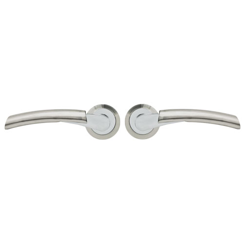 TSS Charlie Lever Handles on Round Rose Door Furniture