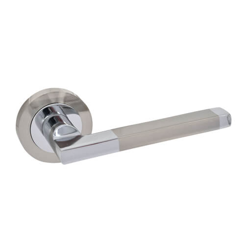 TSS Foxtrot Lever Handle on Round Rose Door Furniture