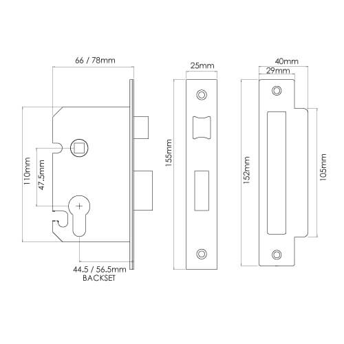 TSS Euro Mortice Sashlock