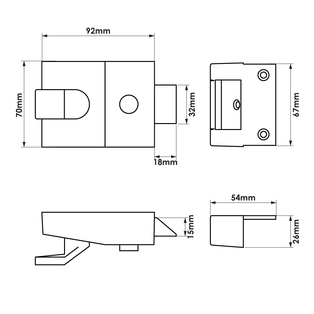 TSS 5 Pin 60mm Modern Non Deadlocking Nightlatch 