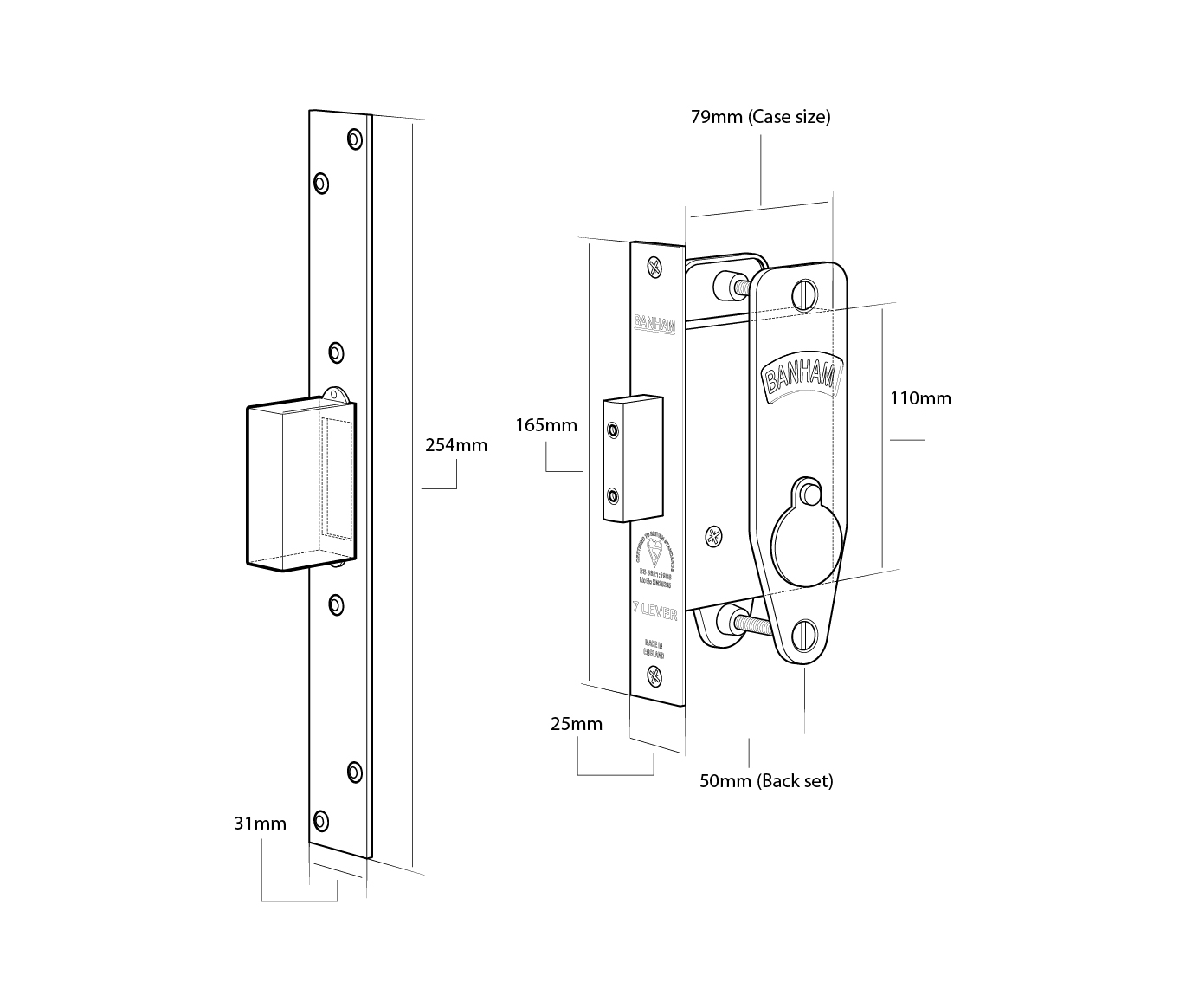 Banham M97 Lever Mortice Deadlock