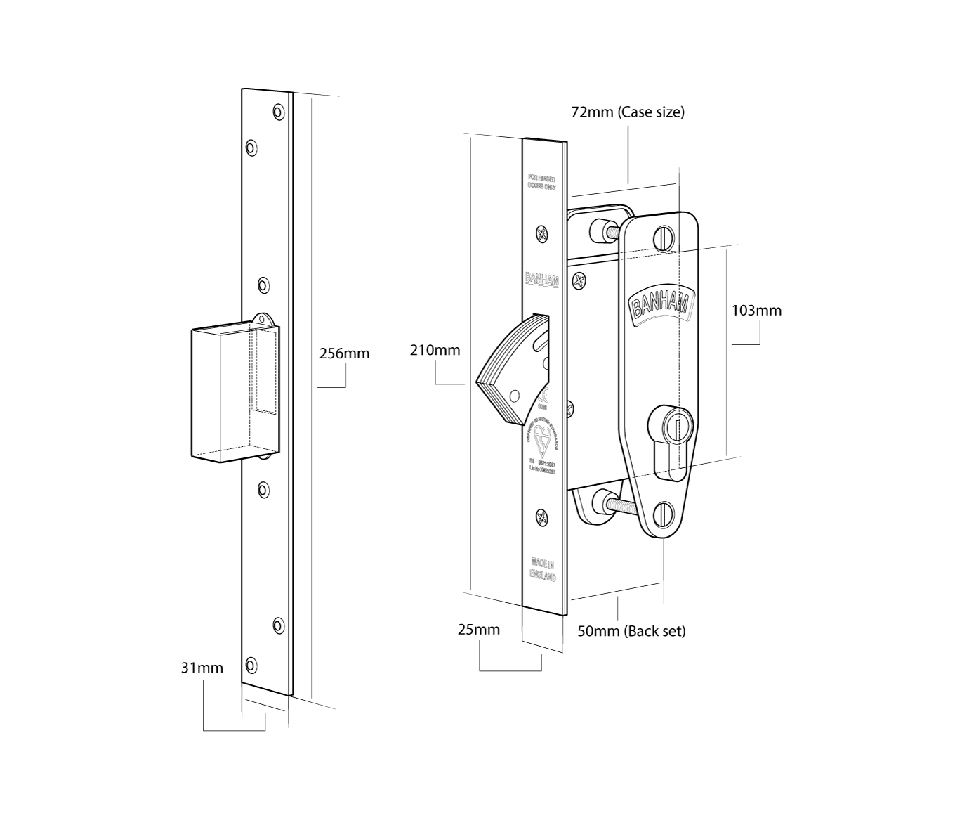 Banham M5000 Europrofile Mortice Deadlock