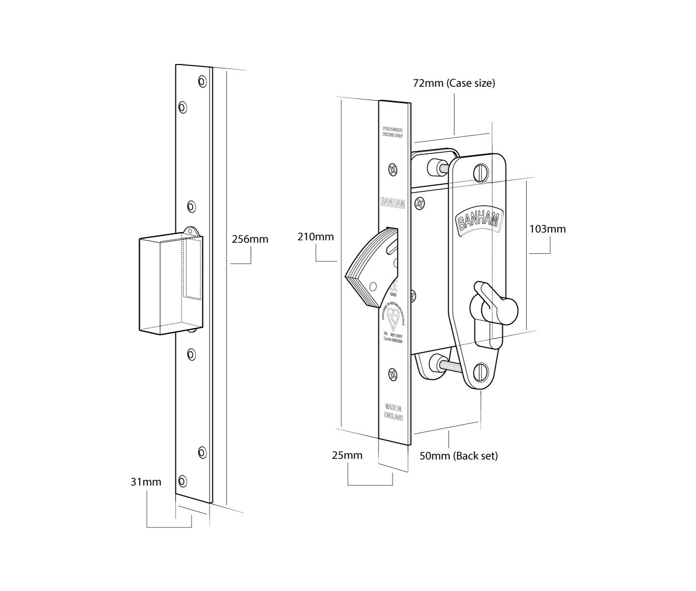 Banham M5008 Europrofile Mortice Deadlock With Internal Thumbturn