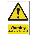 ASEC `Warning: Anti Climb Paint` Sign 200mm x 300mm
