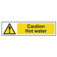 ASEC `Caution: Hot Water` Sign 200mm x 50mm