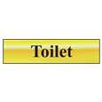 ASEC `Toilet` 200mm x 50mm Metal Strip Self Adhesive Sign Gold