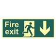 ASEC Photoluminescent Fire Exit Arrow Direction Sign 400mm x 150mm