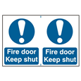 ASEC `Fire Door Keep Shut` 200mm x 300mm PVC Self Adhesive Sign