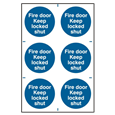 ASEC `Fire Door Keep Locked Shut` 200mm x 300mm PVC Self Adhesive Sign