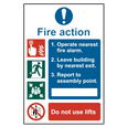 ASEC Fire Action Procedure 200mm x 300mm PVC Self Adhesive Sign