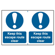 ASEC `Keep This Escape Route Clear` 200mm x 150mm PVC Self Adhesive Sign