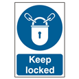 ASEC `Keep Locked` 200mm x 300mm PVC Self Adhesive Sign