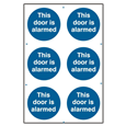 ASEC `This Door Is Alarmed` 200mm x 300mm PVC Self Adhesive Sign
