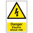 ASEC `Danger Electric Shock Risk` 200mm x 300mm PVC Self Adhesive Sign