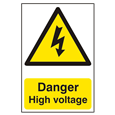 ASEC `Danger High Voltage` 200mm x 300mm PVC Self Adhesive Sign