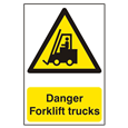 ASEC `Danger Forklift Trucks` 200mm x 300mm PVC Self Adhesive Sign