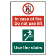 ASEC `In Case Of Fire Do Not Use Lift` 200mm x 300mm PVC Self Adhesive Sign