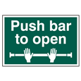 ASEC `Push Bar To Open` 200mm x 300mm PVC Self Adhesive Sign