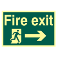 ASEC `Fire Exit` 200mm x 300mm PVC Self Adhesive Photo luminescent Sign