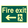 ASEC `Fire Exit` 200mm x 300mm PVC Self Adhesive Photo luminescent Sign