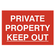 ASEC `Private Property Keep Out` 200mm x 300mm PVC Self Adhesive Sign
