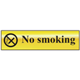 ASEC `No Smoking` 200mm x 50mm Gold Self Adhesive Sign
