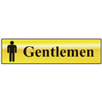 ASEC `Gentlemen` 200mm x 50mm Gold Self Adhesive Sign