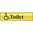 ASEC `Disabled Toilet` 200mm x 50mm Gold Self Adhesive Sign