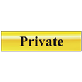 ASEC `Private` 200mm x 50mm Gold Self Adhesive Sign