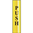 ASEC `Push` 200mm x 50mm Gold Self Adhesive Sign