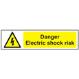 ASEC `Danger Electric Shock Risk` 200mm x 50mm PVC Self Adhesive Sign