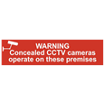 ASEC `Warning Concealed CCTV Cameras Operate On These Premises` 200mm x 50mm PVC Self Adhesive Sign