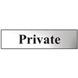 ASEC `Private` 200mm x 50mm Chrome Self Adhesive Sign