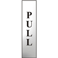 ASEC `Pull` 200mm x 50mm Chrome Self Adhesive Sign