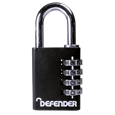 DEFENDER Black Diecast Combination Padlock