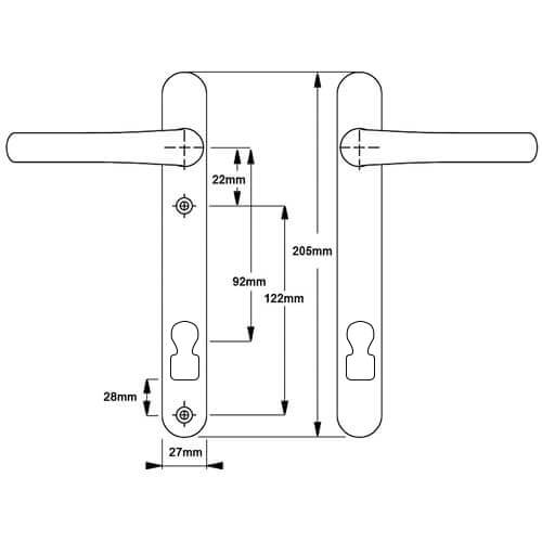 ERA Invincible Surefire Lever Lever UPVC Multipoint Door Handles -  92mm PZ 122mm Screw Centres