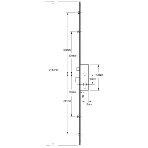 AGB Latch Deadbolt 2 Rollers 2 Mushrooms Lift Lever Multipoint Door Lock