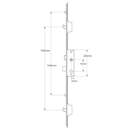 Maco C-TS Latch Deadbolt 2 Rollers 2 Hooks Multipoint Door Lock - Master French Door Lock Section
