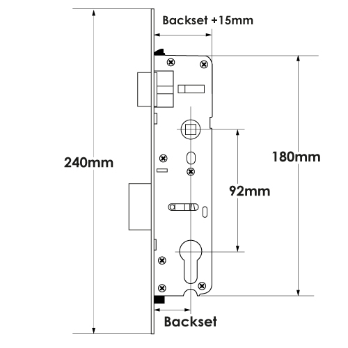 TSS Overnight Lock – Lift Lever – 16mm Faceplate