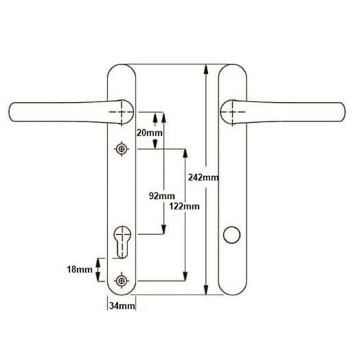 Brisant Secure Ultion TS007 2* Lever Lever UPVC Multipoint Door Handles - 92mm PZ Sprung 122mm Screw Centres