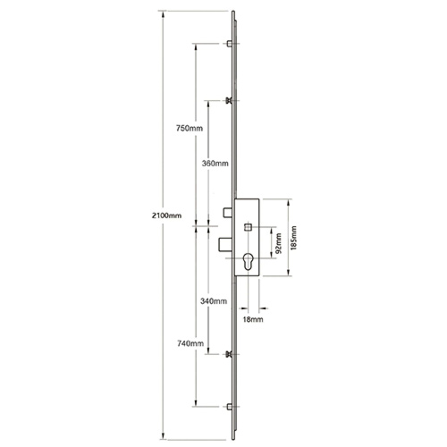 Winkhaus Cobra Latch Deadbolt 2 Rollers 2 Mushrooms Split Spindle Multipoint Door Lock
